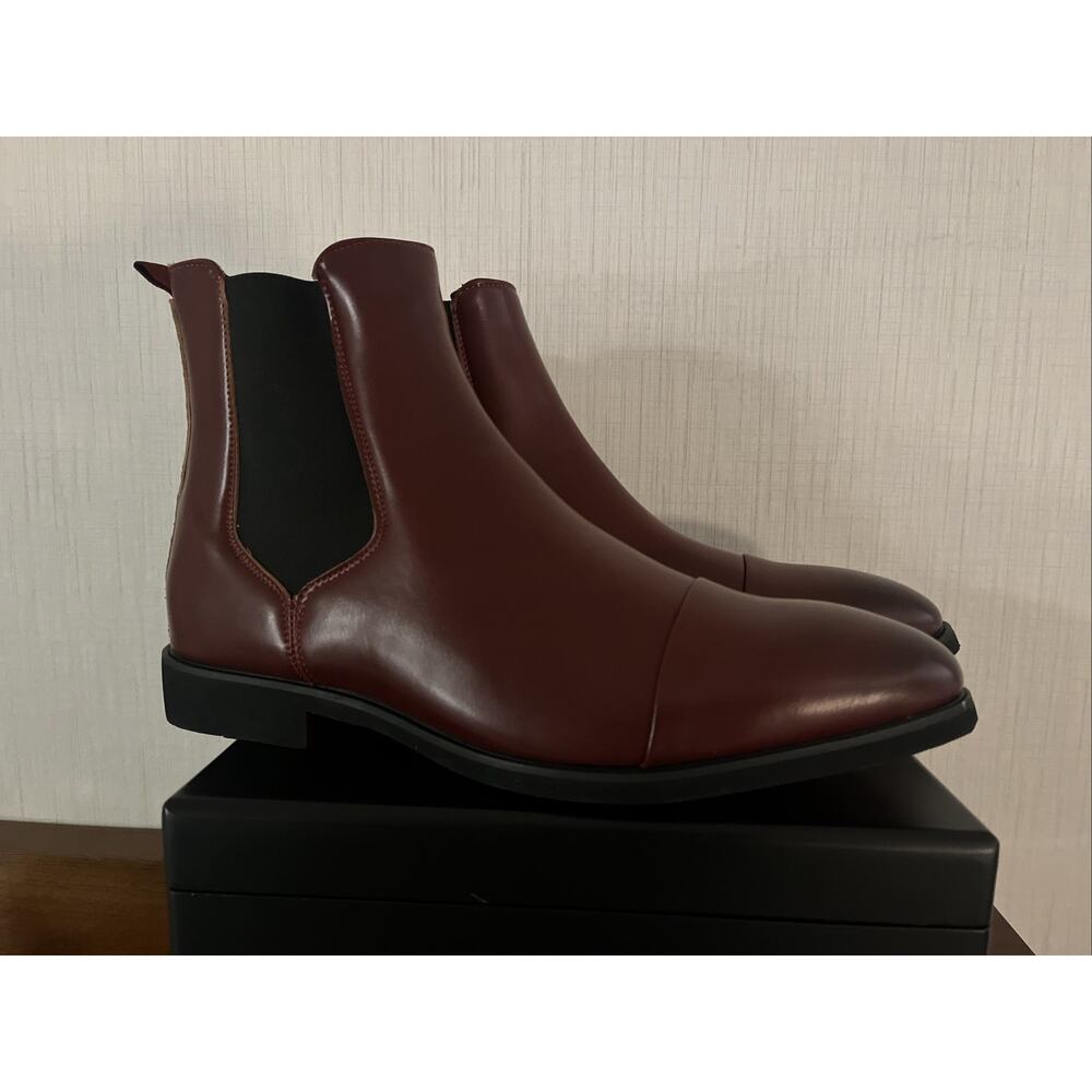 Men's Pointed Toe Pull Chelsea Ankle Boots Leather High Top Dress Shoes Size 46